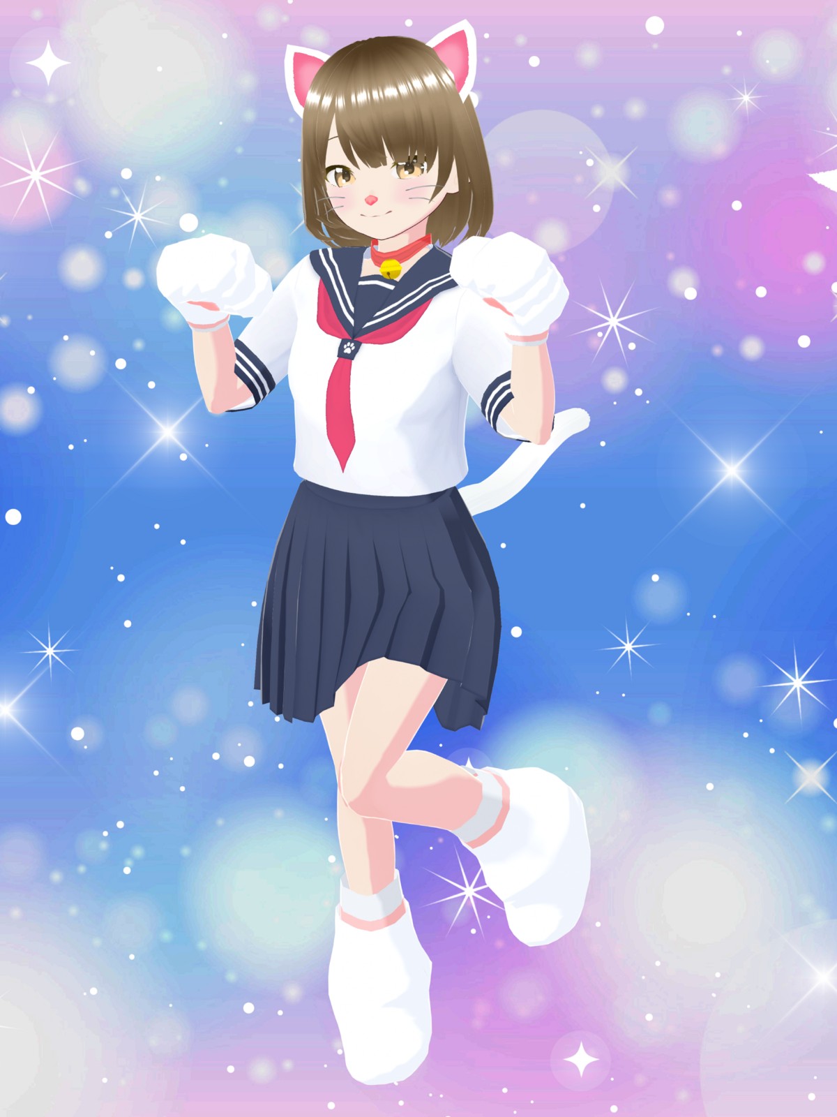 ねこ学園セーラー服 鈴・しっぽ・グローブ付き - VRoid Hub