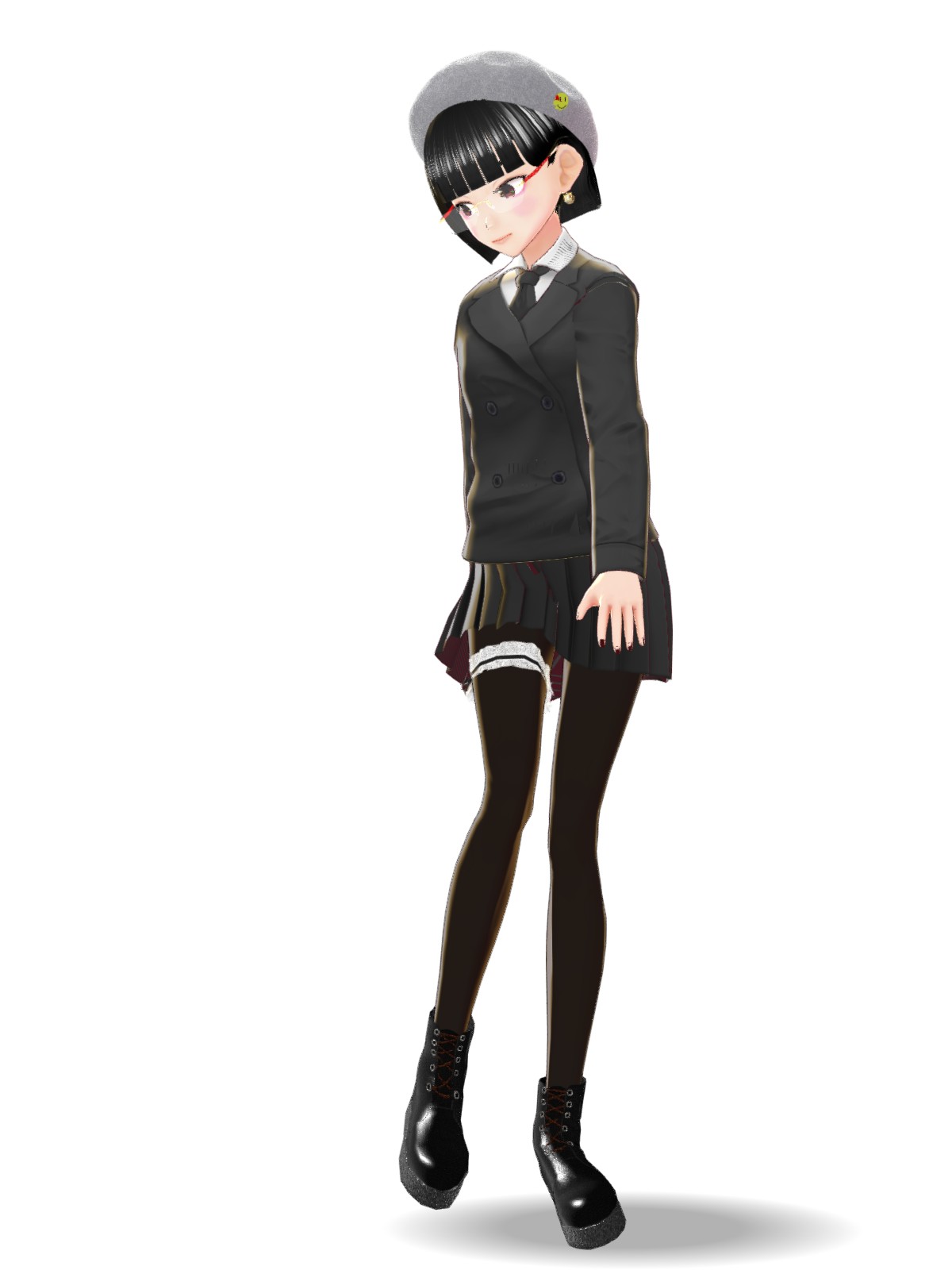 Studio Kimiko 白いお花のベレー帽　ブラック 8692428381781536377.png