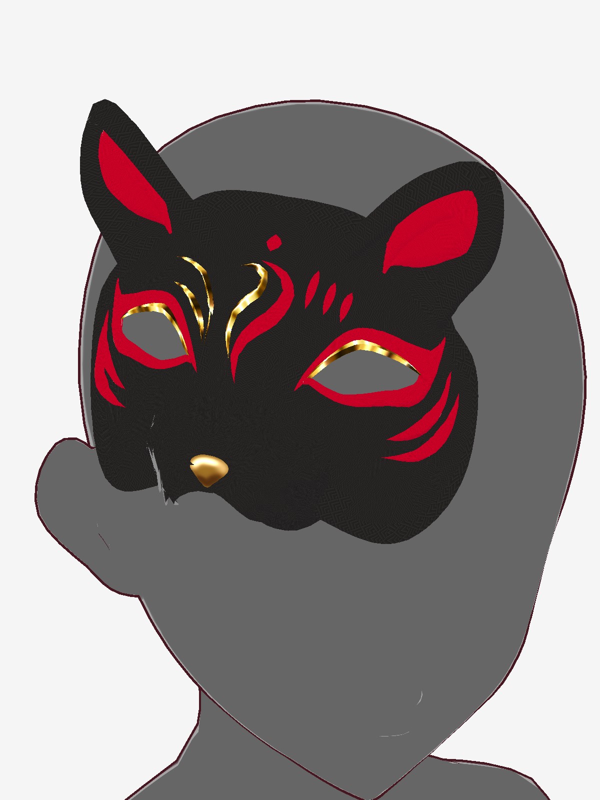 VRoid用 狐面(半面) - Japanese Fox Mask (Half)を使用した