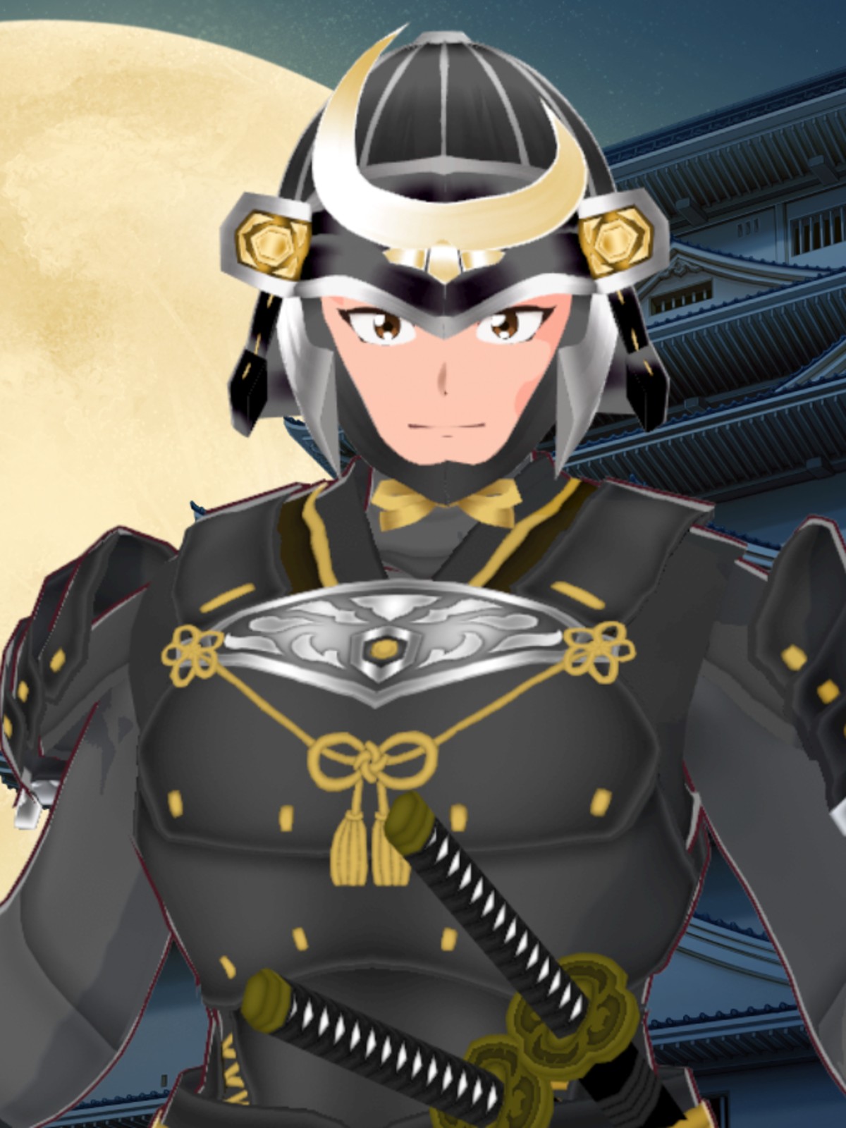 武者鎧兜 三日月兜 金糸縅黒鋼胴具足 - VRoid Hub