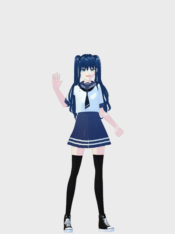 セーラー服を着たツインテール少女 イラスト セーラー服ツインテール女子立ち絵(哀)イラスト - No: 1442232